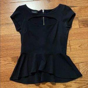 Bebe peephole peplum top